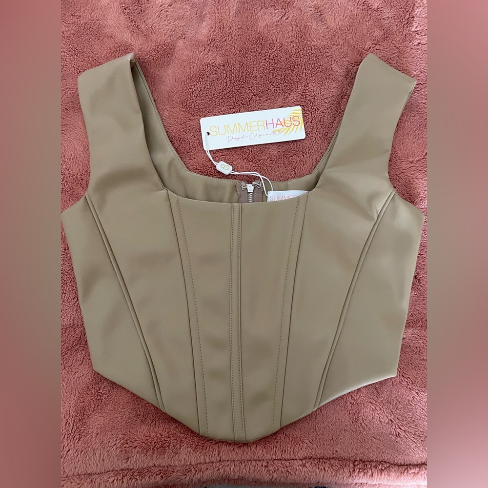 Beach Bunny Summerhause Faux Leather Corset Crop Top